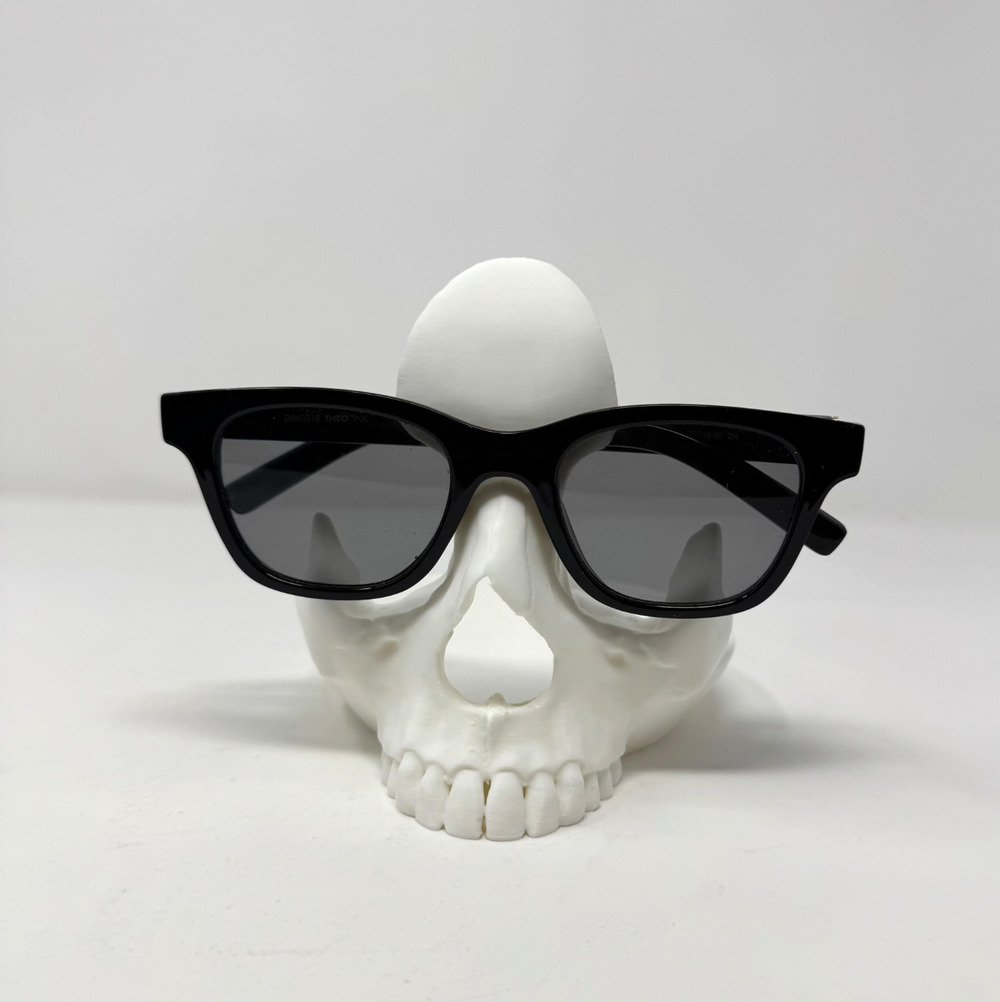 3D Printed Skull Catchall Tray 4.75” – White PLA Desk Organizer High-Res Print